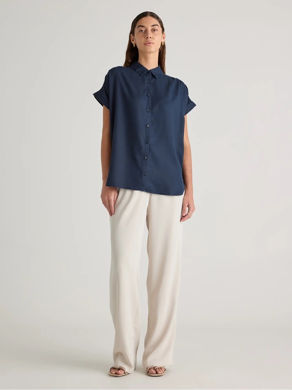 Quince Tencel Lyocell Camp Shirt Button Up Small